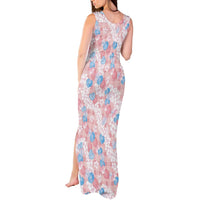 Anthurium Plumeria Lei Pastel Tank Maxi Dress Pink Hawaiian Splendid Palaka