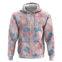 Anthurium Plumeria Lei Pastel Zip Hoodie Pink Hawaiian Splendid Palaka