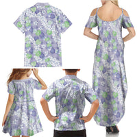 Anthurium Plumeria Lei Pastel Family Matching Summer Maxi Dress and Hawaiian Shirt Purple Hawaiian Splendid Palaka LT01 - Polynesian Pride