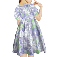 Anthurium Plumeria Lei Pastel Kid Short Sleeve Dress Purple Hawaiian Splendid Palaka