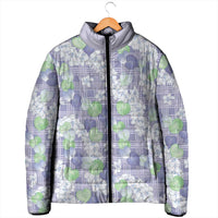 Anthurium Plumeria Lei Pastel Padded Jacket Purple Hawaiian Splendid Palaka