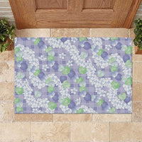 Anthurium Plumeria Lei Pastel Rubber Doormat Purple Hawaiian Splendid Palaka