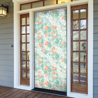 Anthurium Plumeria Lei Pastel Door Cover Teal Hawaiian Splendid Palaka