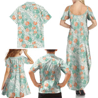 Anthurium Plumeria Lei Pastel Family Matching Summer Maxi Dress and Hawaiian Shirt Teal Hawaiian Splendid Palaka LT01 - Polynesian Pride