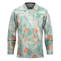 Anthurium Plumeria Lei Pastel Hockey Jersey Teal Hawaiian Splendid Palaka
