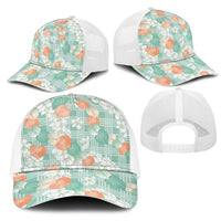 Anthurium Plumeria Lei Pastel Mesh Trucker Cap Teal Hawaiian Splendid Palaka