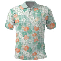 Anthurium Plumeria Lei Pastel Polo Shirt Teal Hawaiian Splendid Palaka
