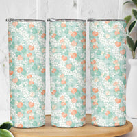 Anthurium Plumeria Lei Pastel Skinny Tumbler Teal Hawaiian Splendid Palaka
