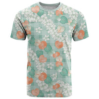 Anthurium Plumeria Lei Pastel T Shirt Teal Hawaiian Splendid Palaka LT01 Teal - Polynesian Pride