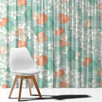 Anthurium Plumeria Lei Pastel Window Curtain Teal Hawaiian Splendid Palaka