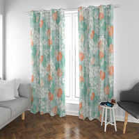 Anthurium Plumeria Lei Pastel Window Curtain Teal Hawaiian Splendid Palaka