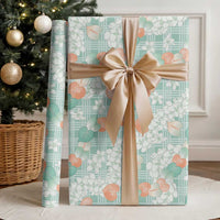 Anthurium Plumeria Lei Pastel Wrapping Paper Teal Hawaiian Splendid Palaka