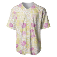 Anthurium Plumeria Lei Pastel Baseball Jersey Yellow Hawaiian Splendid Palaka LT01 Yellow - Polynesian Pride