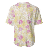 Anthurium Plumeria Lei Pastel Baseball Jersey Yellow Hawaiian Splendid Palaka LT01 - Polynesian Pride