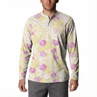 Anthurium Plumeria Lei Pastel Button Sweatshirt Yellow Hawaiian Splendid Palaka
