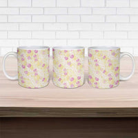 Anthurium Plumeria Lei Pastel Ceramic Mug Yellow Hawaiian Splendid Palaka