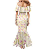 Anthurium Plumeria Lei Pastel Family Matching Mermaid Dress and Hawaiian Shirt Yellow Hawaiian Splendid Palaka LT01 - Polynesian Pride