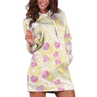 Anthurium Plumeria Lei Pastel Hoodie Dress Yellow Hawaiian Splendid Palaka