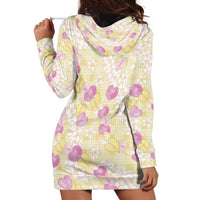 Anthurium Plumeria Lei Pastel Hoodie Dress Yellow Hawaiian Splendid Palaka