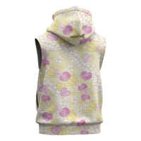 Anthurium Plumeria Lei Pastel Sleeveless Zip Hoodie Yellow Hawaiian Splendid Palaka