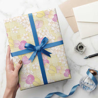 Anthurium Plumeria Lei Pastel Wrapping Paper Yellow Hawaiian Splendid Palaka