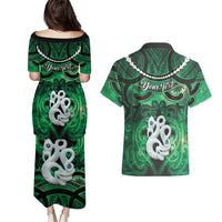 Personalised Maori Matariki Manaia Kakariki Couples Matching Puletasi and Hawaiian Shirt Maori Kowhaiwhai Pattern Galaxy