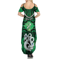 Personalised Maori Matariki Manaia Kakariki Family Matching Summer Maxi Dress and Hawaiian Shirt Maori Kowhaiwhai Pattern Galaxy LT01 - Polynesian Pride