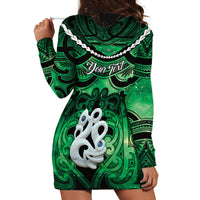 Personalised Maori Matariki Manaia Kakariki Hoodie Dress Maori Kowhaiwhai Pattern Galaxy