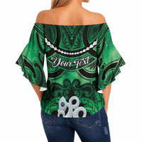 Personalised Maori Matariki Manaia Kakariki Off Shoulder Wrap Waist Top Maori Kowhaiwhai Pattern Galaxy LT01 - Polynesian Pride