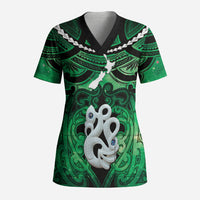 Personalised Maori Matariki Manaia Kakariki Scrub Top Maori Kowhaiwhai Pattern Galaxy