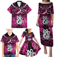 Personalised Maori Matariki Manaia Mawhero Family Matching Puletasi and Hawaiian Shirt Maori Kowhaiwhai Pattern Galaxy LT01 - Polynesian Pride