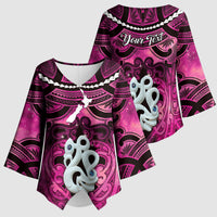 Personalised Maori Matariki Manaia Mawhero Kimono Sleeve Blouse Maori Kowhaiwhai Pattern Galaxy