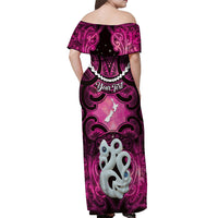 Personalised Maori Matariki Manaia Mawhero Off Shoulder Maxi Dress Maori Kowhaiwhai Pattern Galaxy