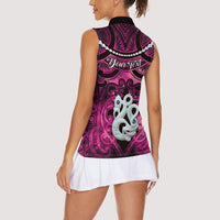 Personalised Maori Matariki Manaia Mawhero Women Sleeveless Polo Shirt Maori Kowhaiwhai Pattern Galaxy