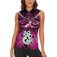 Personalised Maori Matariki Manaia Mawhero Women Sleeveless Polo Shirt Maori Kowhaiwhai Pattern Galaxy