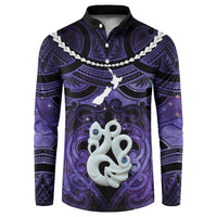 Personalised Maori Matariki Manaia Waiporoporo Button Sweatshirt Maori Kowhaiwhai Pattern Galaxy