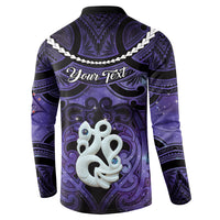 Personalised Maori Matariki Manaia Waiporoporo Button Sweatshirt Maori Kowhaiwhai Pattern Galaxy