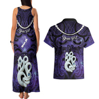 Personalised Maori Matariki Manaia Waiporoporo Couples Matching Tank Maxi Dress and Hawaiian Shirt Maori Kowhaiwhai Pattern Galaxy LT01 - Polynesian Pride