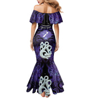 Personalised Maori Matariki Manaia Waiporoporo Family Matching Mermaid Dress and Hawaiian Shirt Maori Kowhaiwhai Pattern Galaxy LT01 - Polynesian Pride