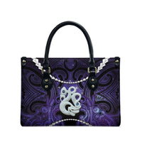 Maori Matariki Manaia Waiporoporo Leather Bag Maori Kowhaiwhai Pattern Galaxy