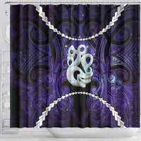 Maori Matariki Manaia Waiporoporo Shower Curtain Maori Kowhaiwhai Pattern Galaxy