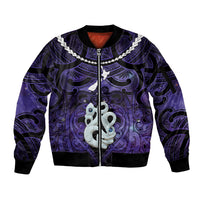 Personalised Maori Matariki Manaia Waiporoporo Sleeve Zip Bomber Jacket Maori Kowhaiwhai Pattern Galaxy