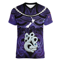 Personalised Maori Matariki Manaia Waiporoporo Women V-Neck T-Shirt Maori Kowhaiwhai Pattern Galaxy
