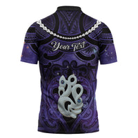 Personalised Maori Matariki Manaia Waiporoporo Zipper Polo Shirt Maori Kowhaiwhai Pattern Galaxy