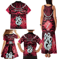 Personalised Maori Matariki Manaia Whero Family Matching Tank Maxi Dress and Hawaiian Shirt Maori Kowhaiwhai Pattern Galaxy LT01 - Polynesian Pride