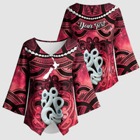 Personalised Maori Matariki Manaia Whero Kimono Sleeve Blouse Maori Kowhaiwhai Pattern Galaxy LT01 - Polynesian Pride