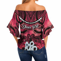 Personalised Maori Matariki Manaia Whero Off Shoulder Wrap Waist Top Maori Kowhaiwhai Pattern Galaxy LT01 - Polynesian Pride