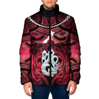 Personalised Maori Matariki Manaia Whero Padded Jacket Maori Kowhaiwhai Pattern Galaxy