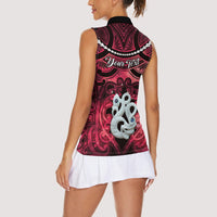 Personalised Maori Matariki Manaia Whero Women Sleeveless Polo Shirt Maori Kowhaiwhai Pattern Galaxy