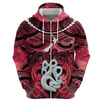Personalised Maori Matariki Manaia Whero Zip Hoodie Maori Kowhaiwhai Pattern Galaxy